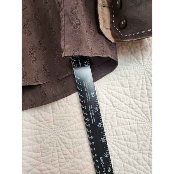 Zagiri Mens Brown Button-up Western Cowboy Yellowstone Shirt Size Large 24"X29" - Picture 8 of 9